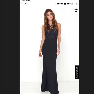 Lulus - Oak and Elm Navy Blue Lace Maxi Dress